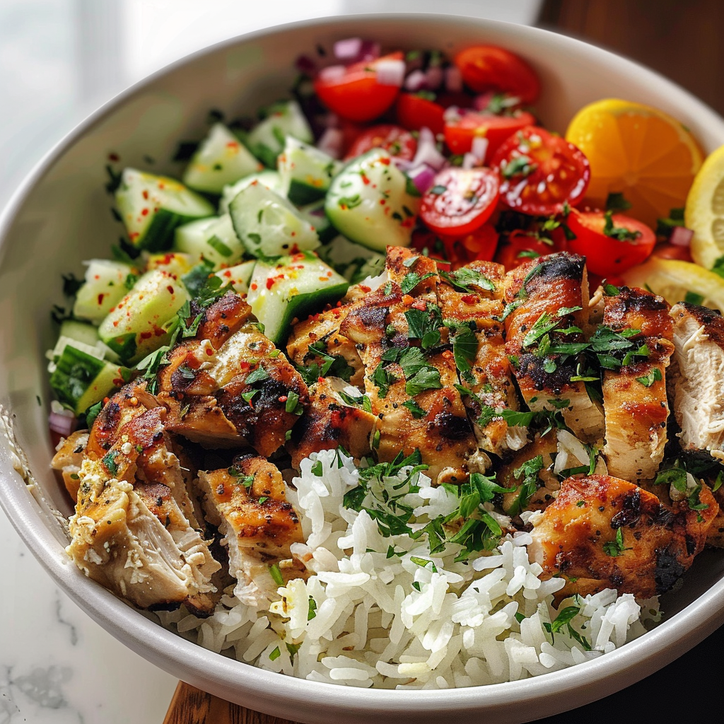 Greek chicken rice bowls