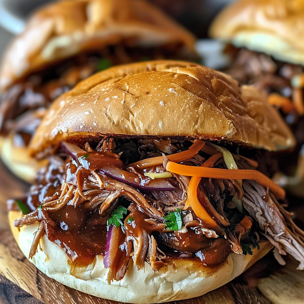 Pulled beef Sandwiches with Spiralized Apple Slaw
