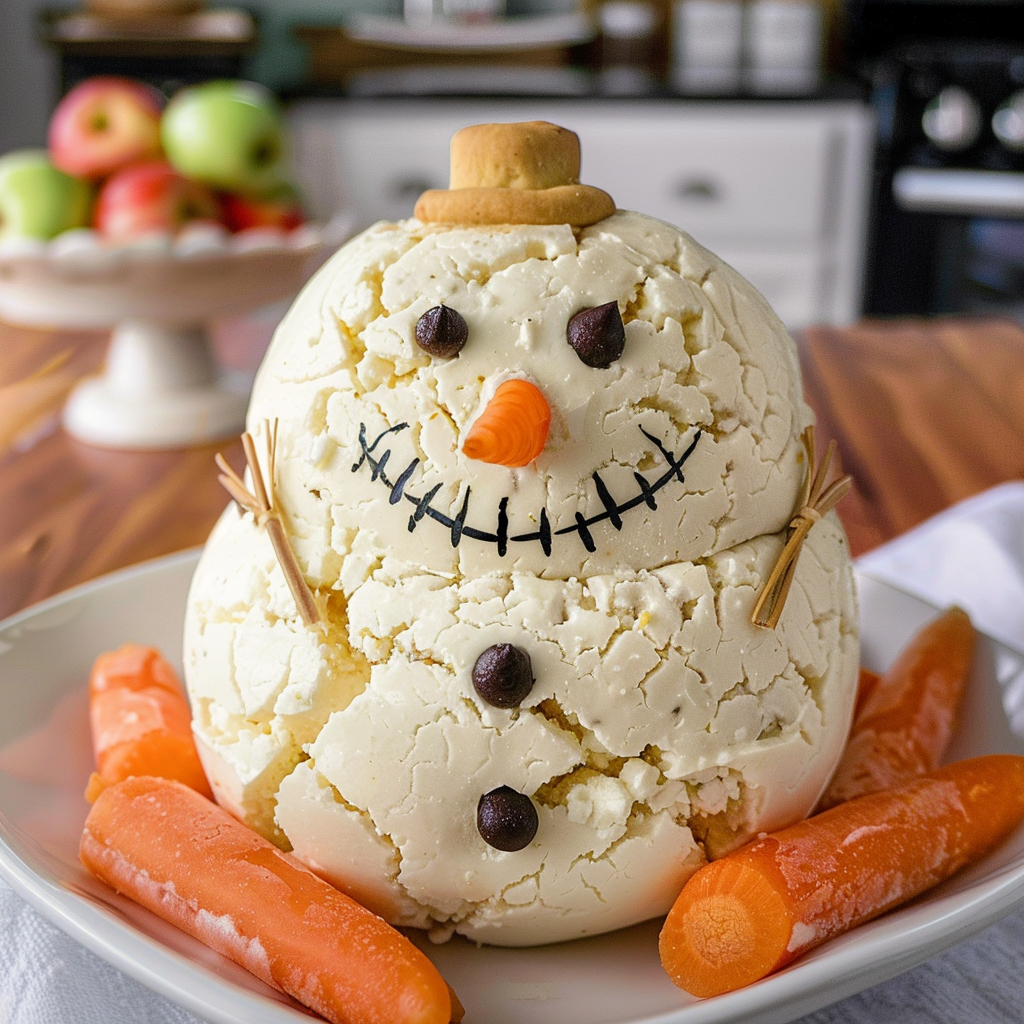 Snowman cheese ball
