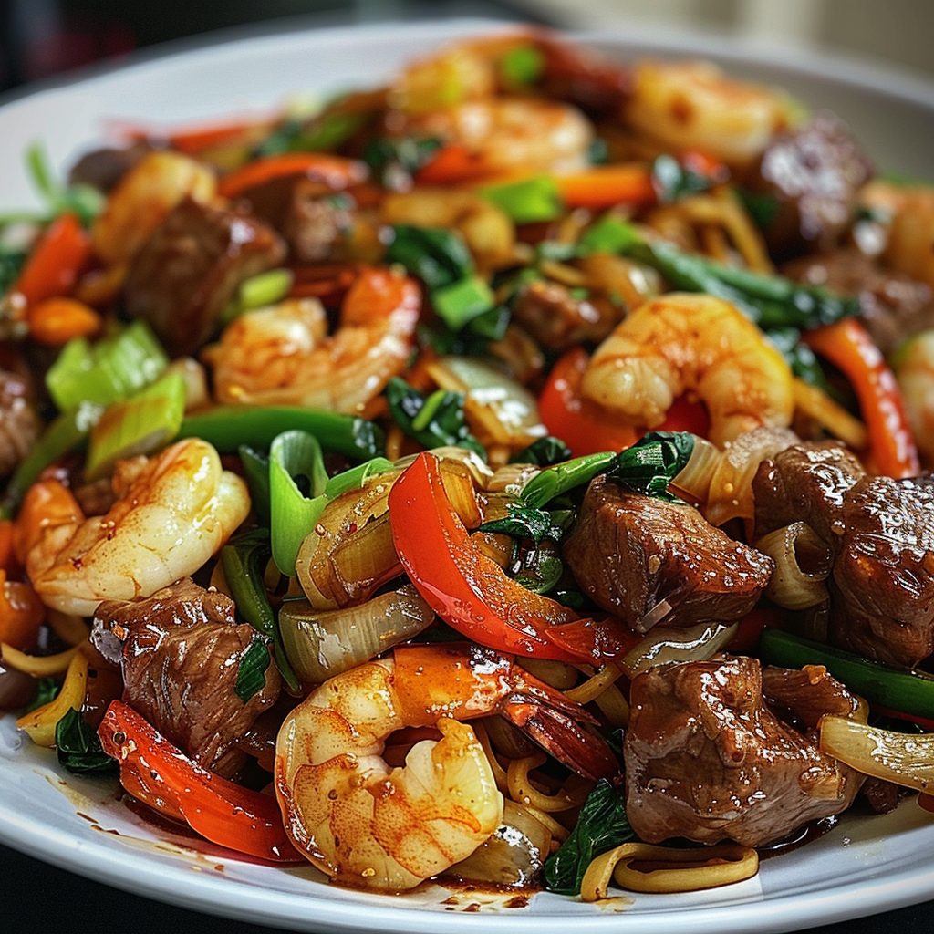 Steak shrimp stir fry