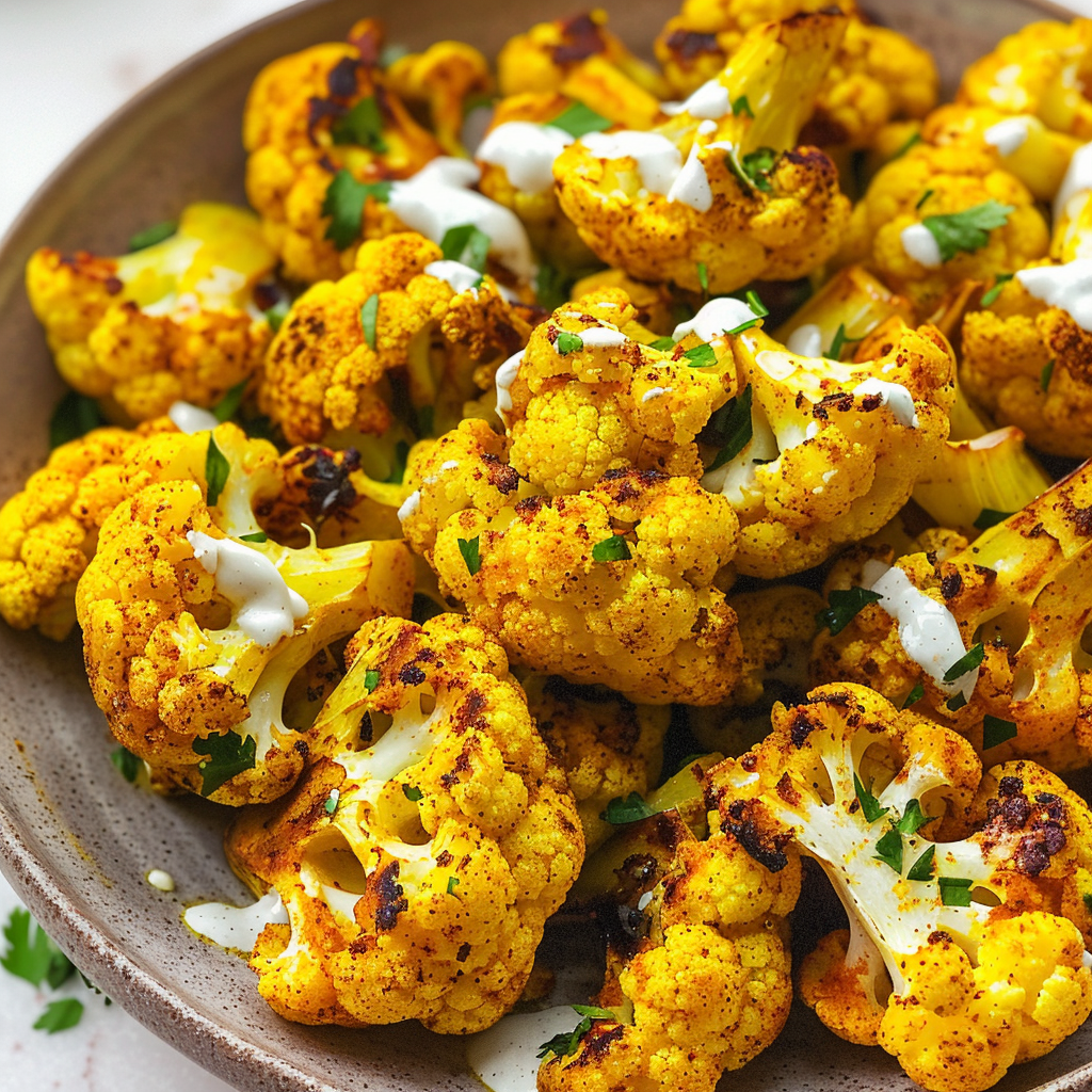 turmeric roasted cauliflower florets